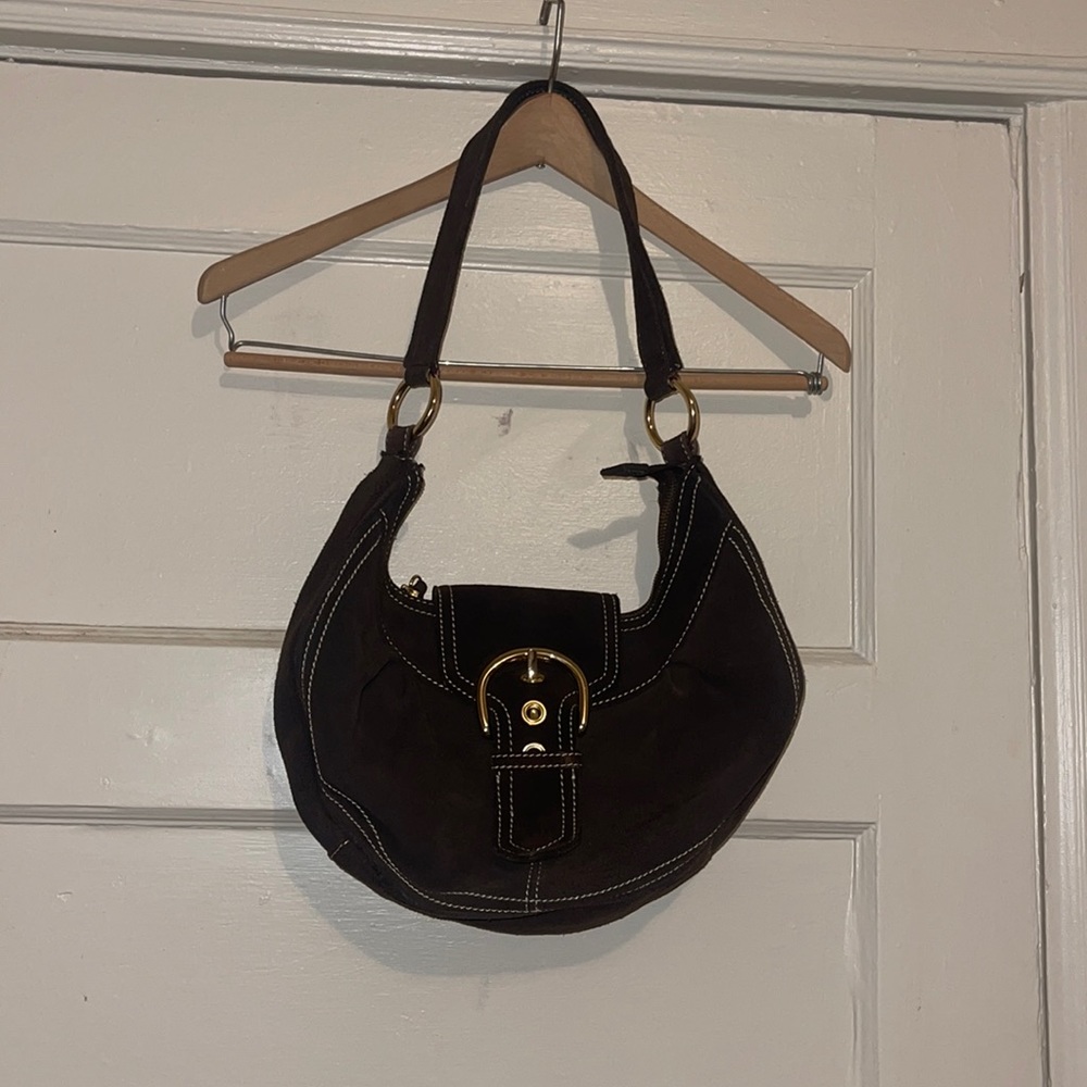 Via Spiga Brown Suede hobo shoulder bag